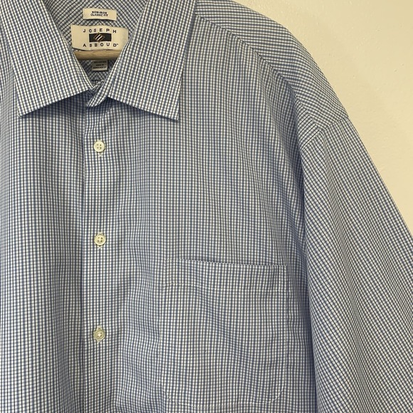 Joseph Abboud Non Iron Classic Fit Mens Dress Shirt 20 Tall 100% Cotton Blue - Picture 3 of 8